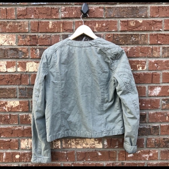 GAP Green Quilted Moto Jacket medium - Picture 7 of 7